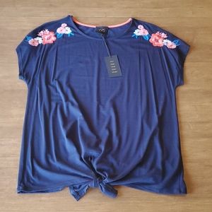 Women's Short Sleeve Tie Front Tee